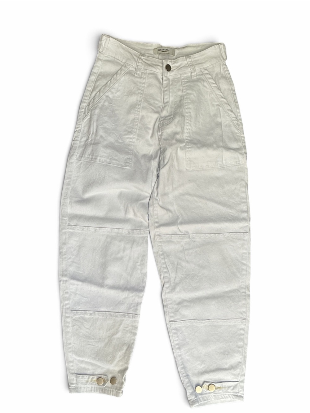 American Bazi White Cargo Utility Pants